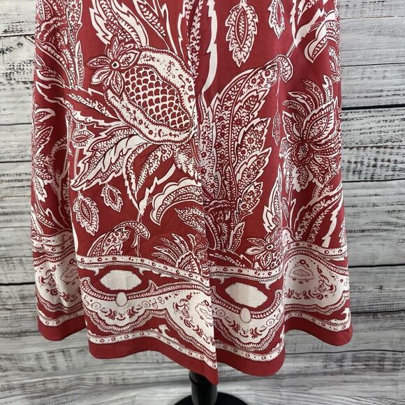 Talbots Skirt size 8 Petite Salmon Pink Paisley Knee A Line Modest Church Casual - Picture 5 of 9